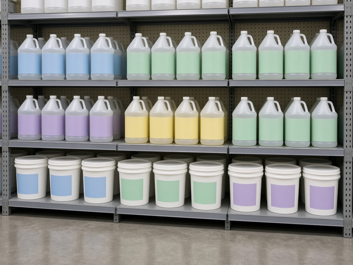 Chemical aisle at a pool supply counter